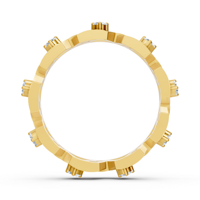 Bague en or jaune 14K avec 9 diamants de laboratoire en sertissage griffes
