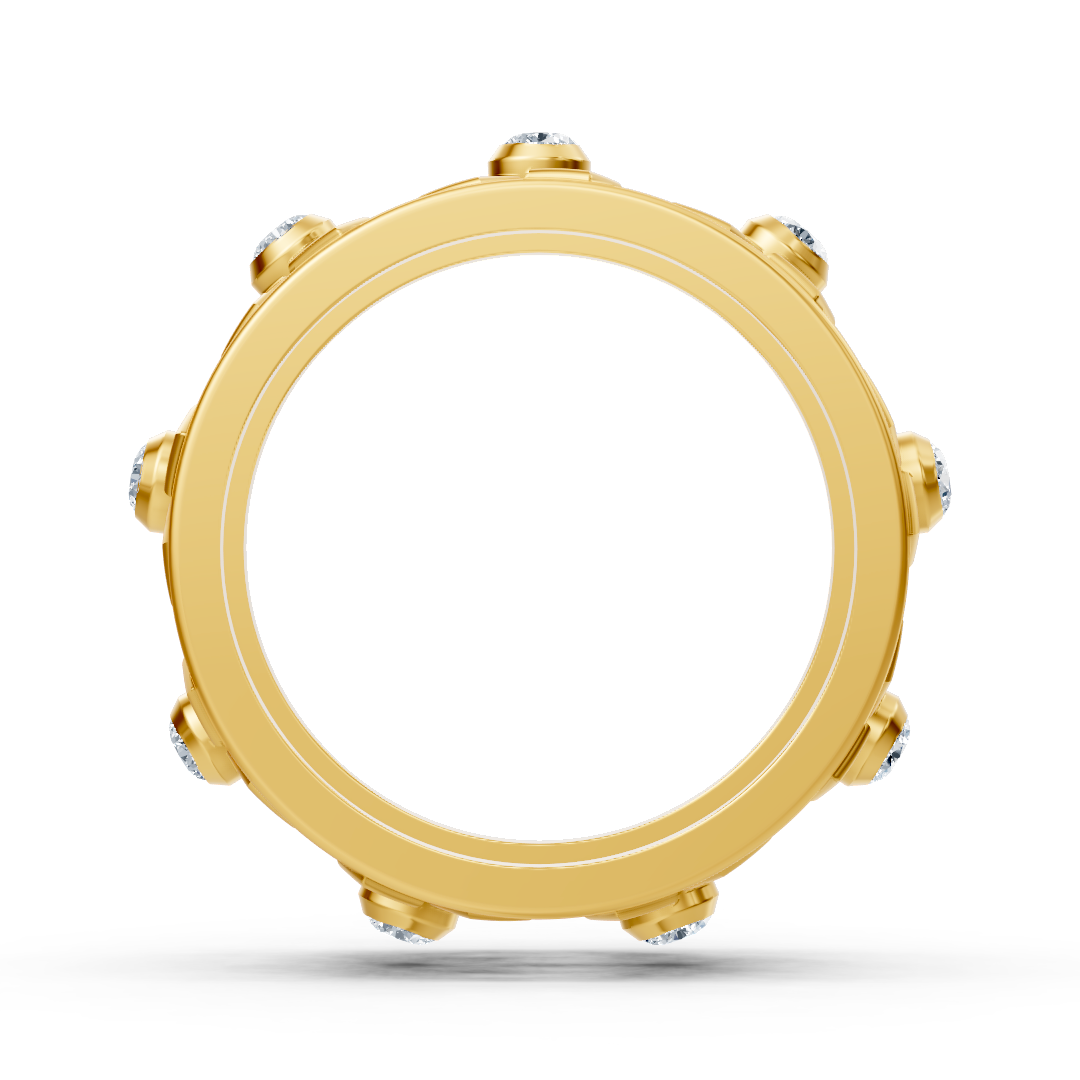 14K yellow gold ring with 8 lab diamonds in bezel setting