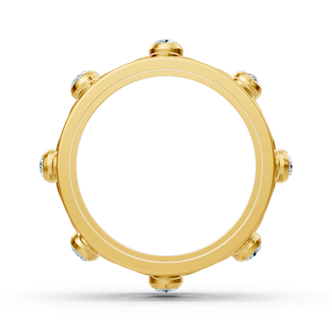 14K yellow gold ring with 8 lab diamonds in bezel setting
