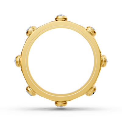 14K yellow gold ring with 8 lab diamonds in bezel setting