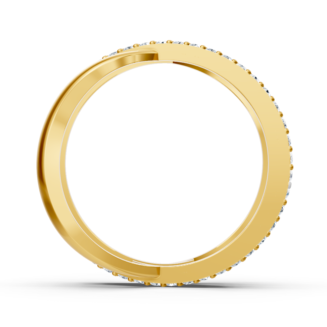 Schwungvoller Gelbgoldring mit 90 runden Labor-Diamanten - hochwertiger Schmuck von Rosy Lab Diamonds
