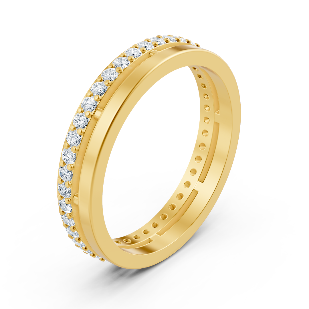 Élégante bague en or jaune sertie de 42 diamants de laboratoire taille brillant rond — des Bijoux haut de gamme de Rosy Lab Diamonds