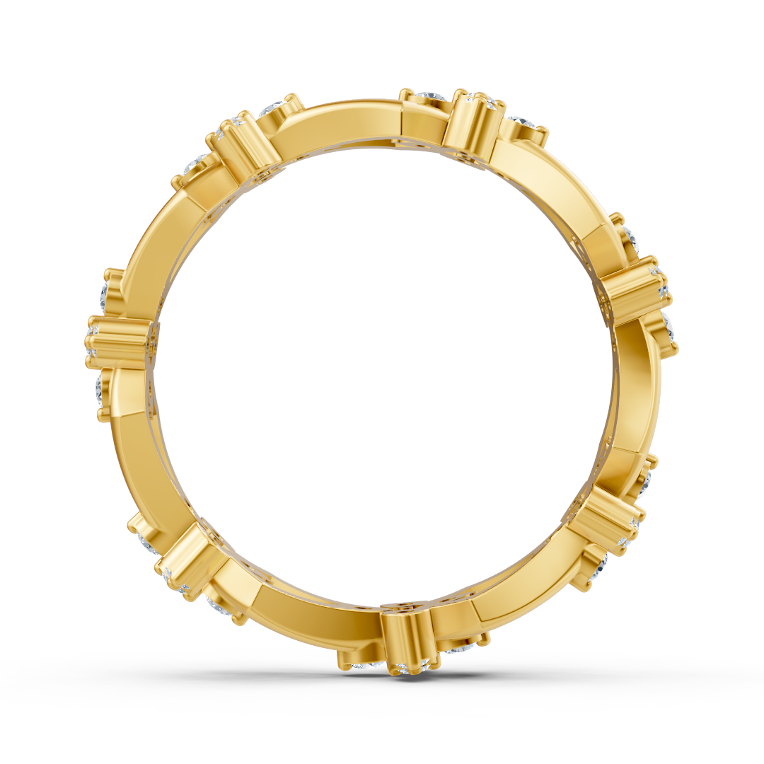 Bague en or jaune avec motif floral et 35 diamants de laboratoire – Bijoux haut de gamme de Rosy Lab Diamonds