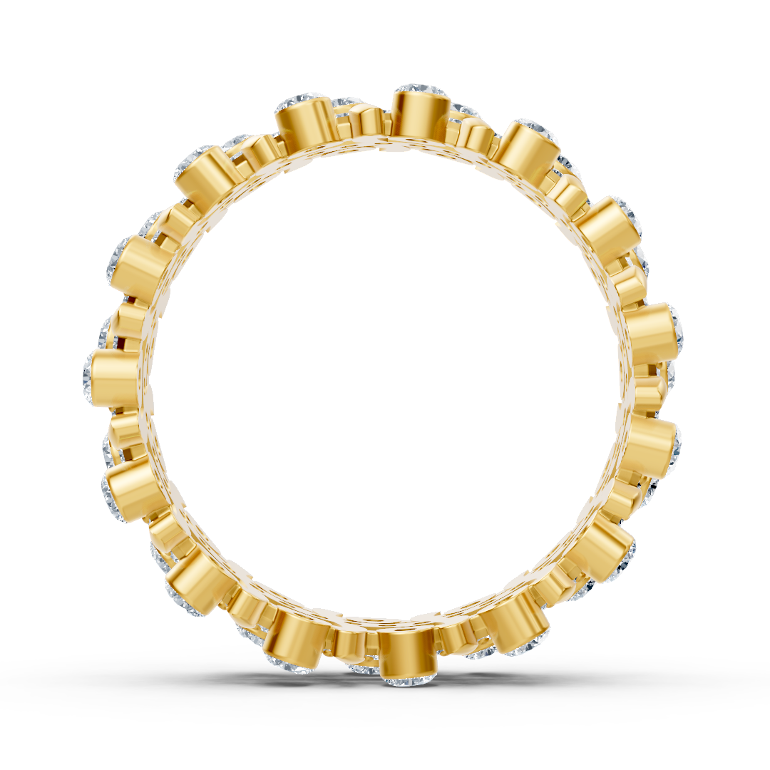 Bague en or jaune avec double rangée de diamants de laboratoire – Bijoux haut de gamme de Rosy Lab Diamonds