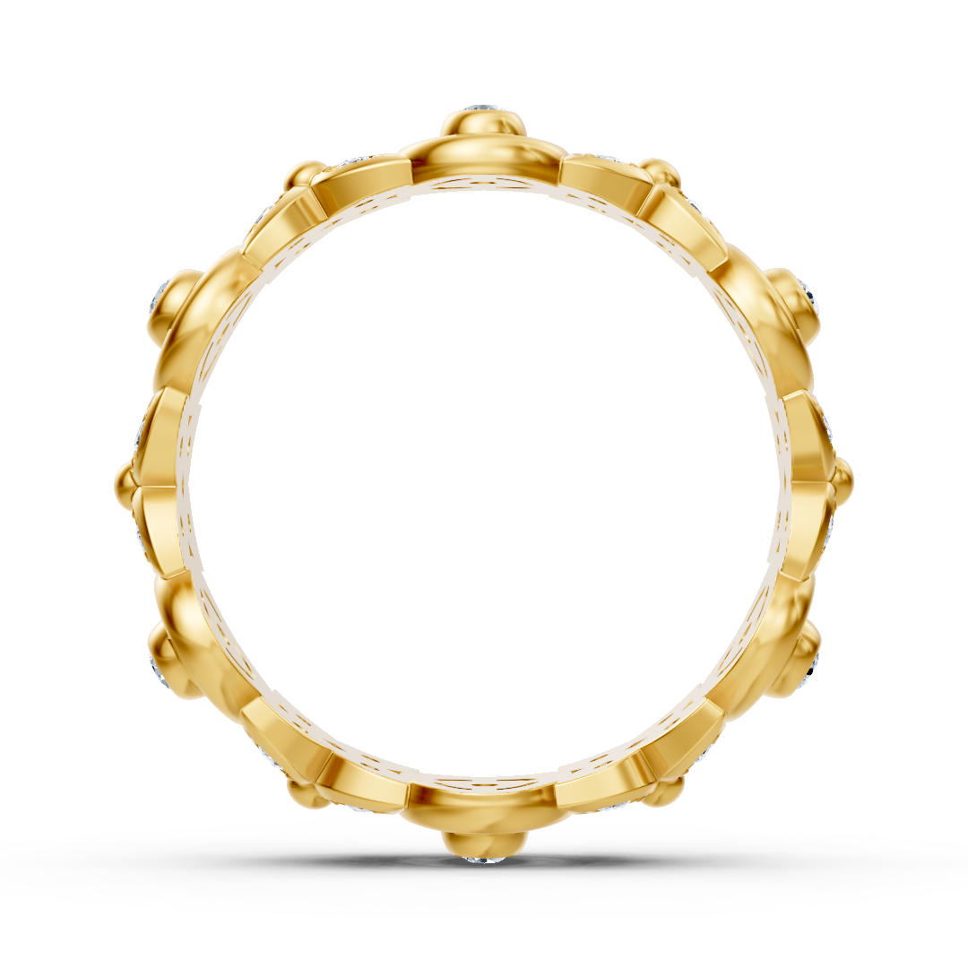 Bague en or jaune avec structure florale et diamants de laboratoire