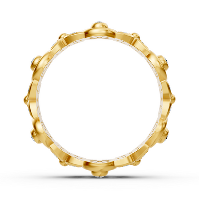 Bague en or jaune avec structure florale et diamants de laboratoire