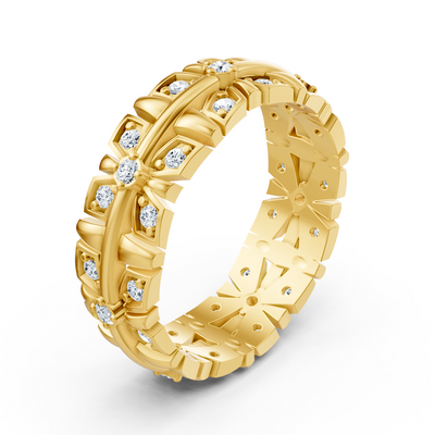 Floraler Diamant-Ring in Gelbgold – 0,378 Karat