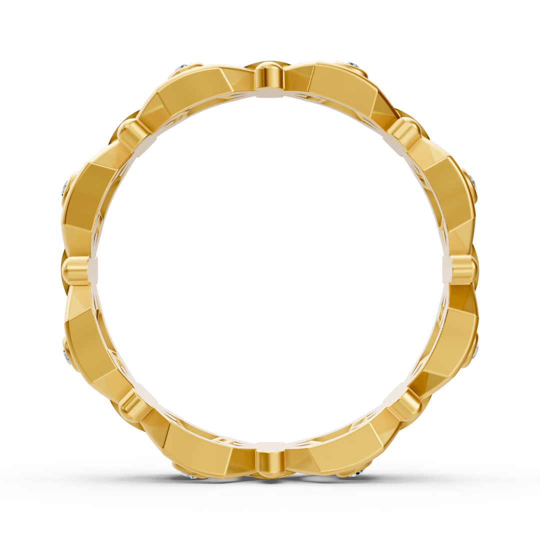 Blumenring aus Gelbgold mit Labordiamanten – 0,048 Karat
