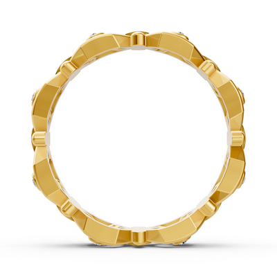 Blumenring aus Gelbgold mit Labordiamanten – 0,048 Karat