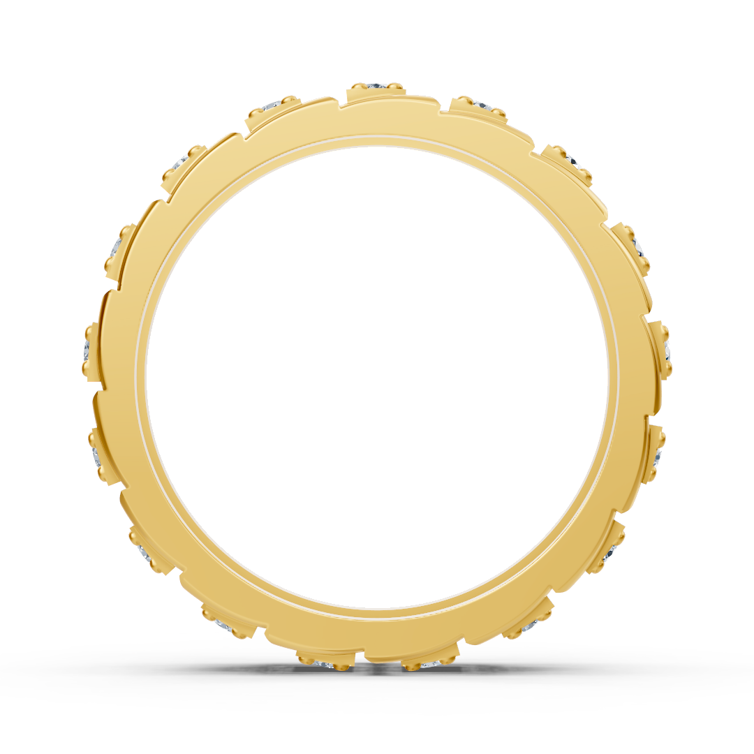 Bague en or jaune avec 17 diamants de laboratoire – Design raffiné en 14K