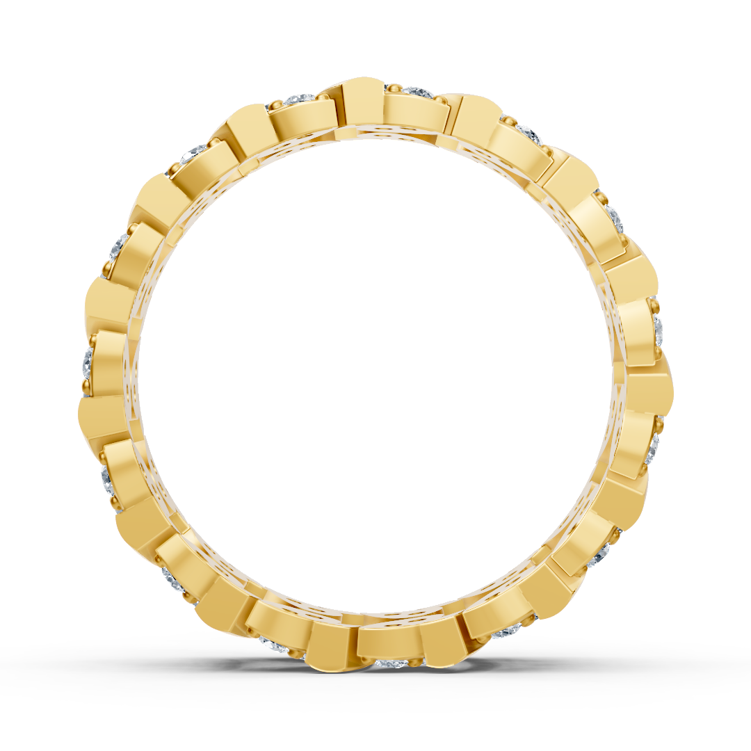 Gelbgold-Ring mit 60 Labordiamanten in geschwungenem Design - 14K - hochwertiger Schmuck von Rosy Lab Diamonds