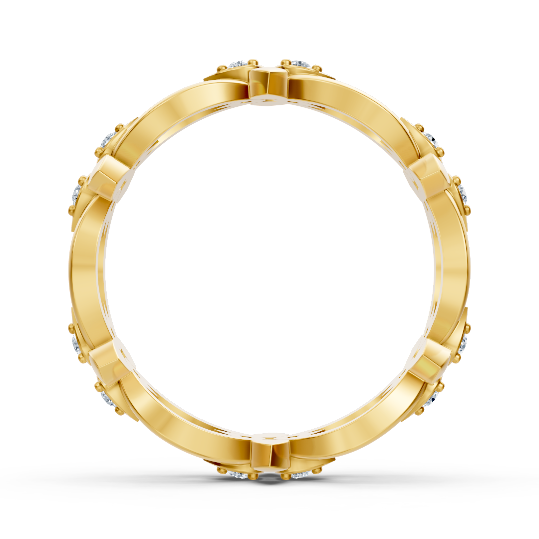Floral ring made of 14K Yellow Gold with 12 lab-grown diamonds – high-quality Jewelry from Rosy Lab Diamonds