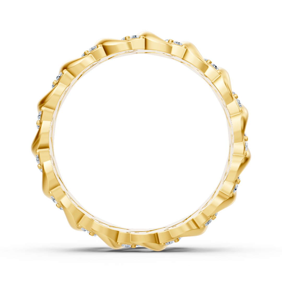 Bague à volutes de feuilles en or jaune 14 carats avec diamants de laboratoire