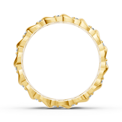 Bague à volutes de feuilles en or jaune 14 carats avec diamants de laboratoire