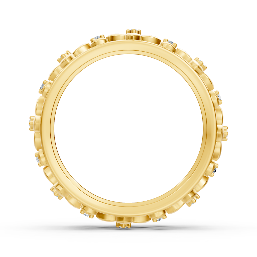 Blumen-Diamantring aus 14K Gelbgold mit Labordiamanten