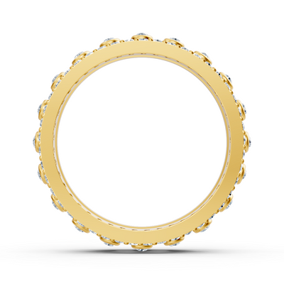 Yellow gold double band ring with lab diamonds