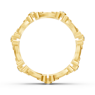 Yellow gold flower ring with lab diamonds