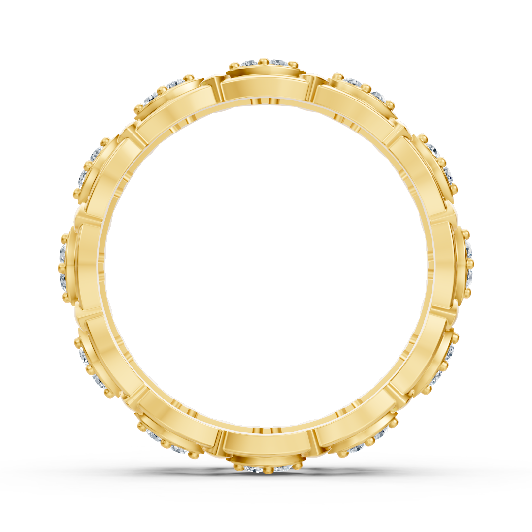 Yellow gold ring with marquise-shaped elements and lab diamonds