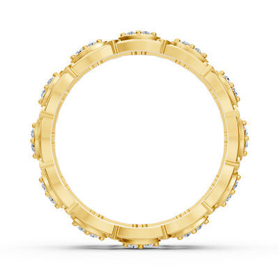 Yellow gold ring with marquise-shaped elements and lab diamonds