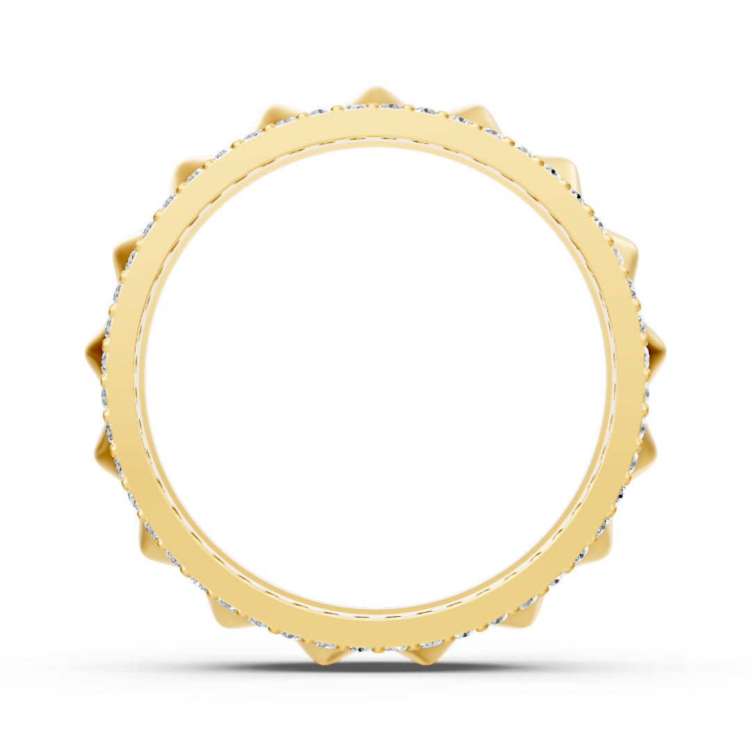 Yellow gold ring with stud structure and lab diamonds