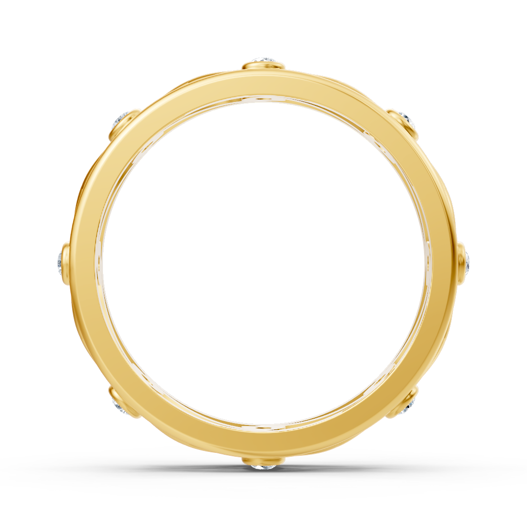 Braided pattern ring with lab diamonds in yellow gold
