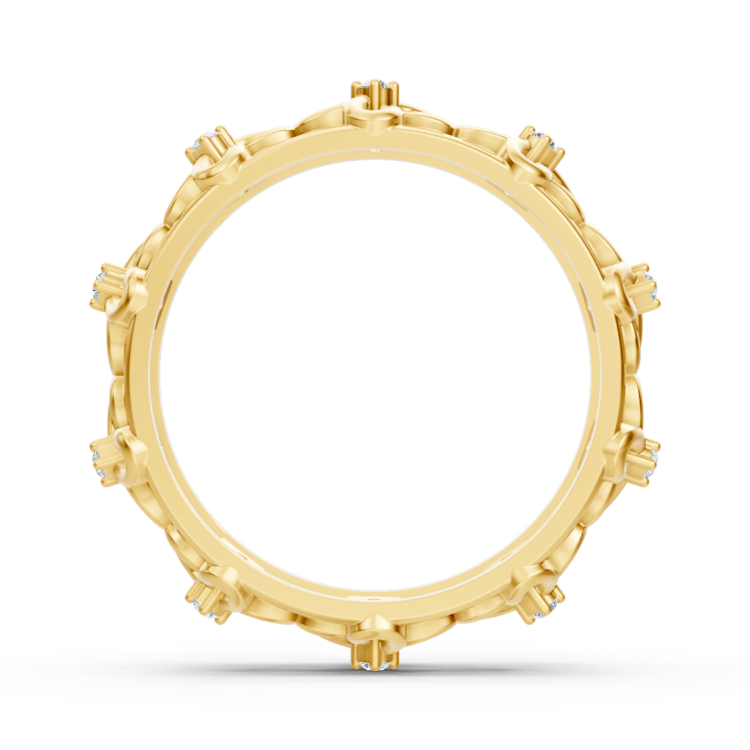 Yellow gold flower ring with lab diamonds