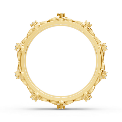 Yellow gold flower ring with lab diamonds
