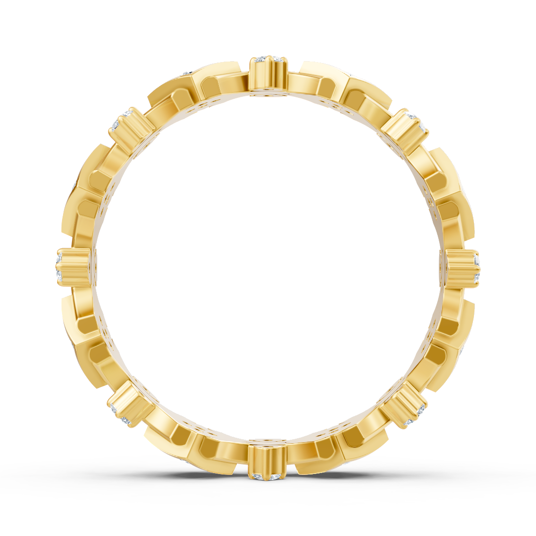 Extravagant yellow gold ring with pavé- and prong-set lab-grown diamonds – high-quality Jewelry by Rosy Lab Diamonds