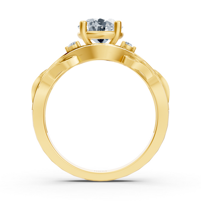 Yellow gold diamond engagement ring "Romantic leaves"