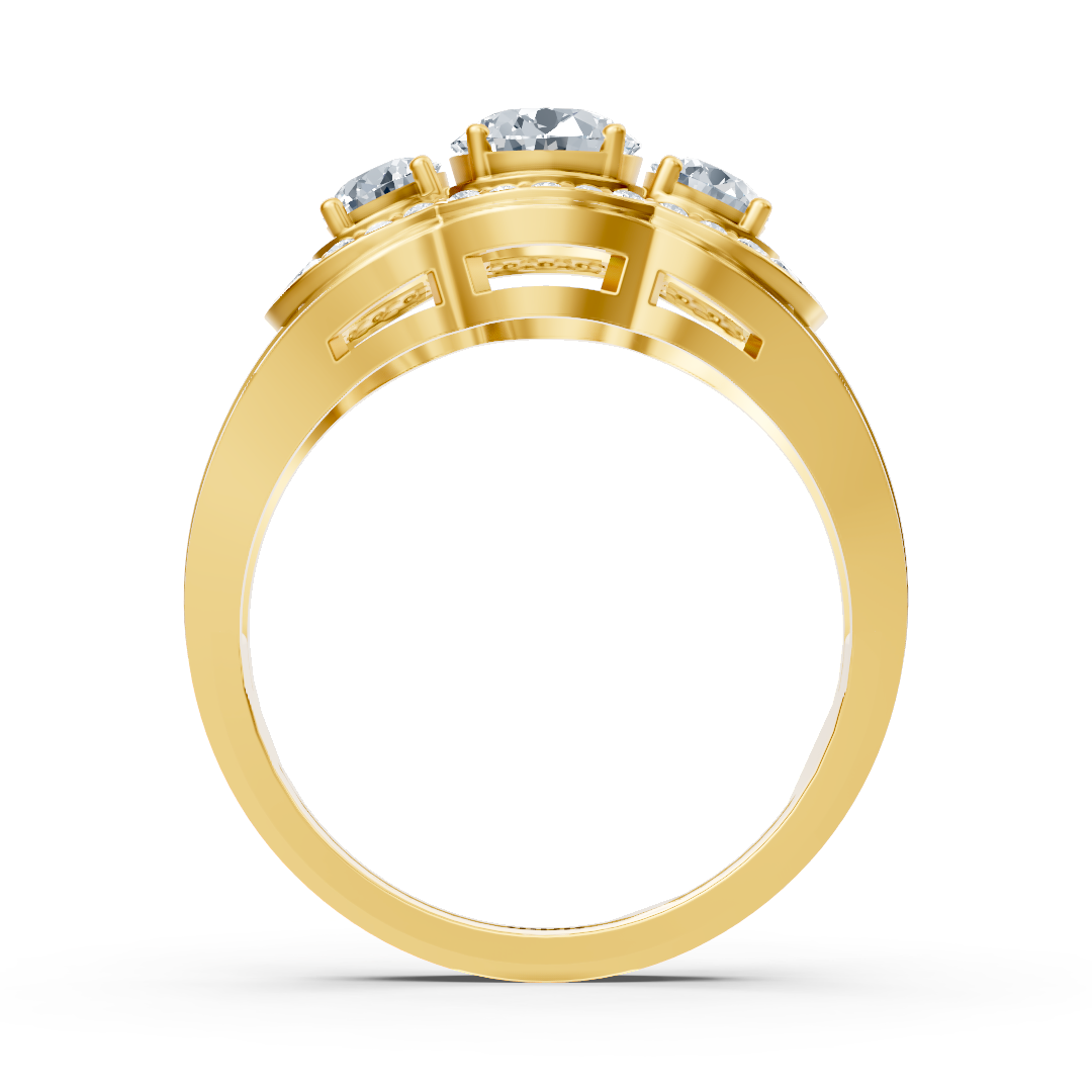 Opulenter Gelbgoldring mit strahlenden Diamanten