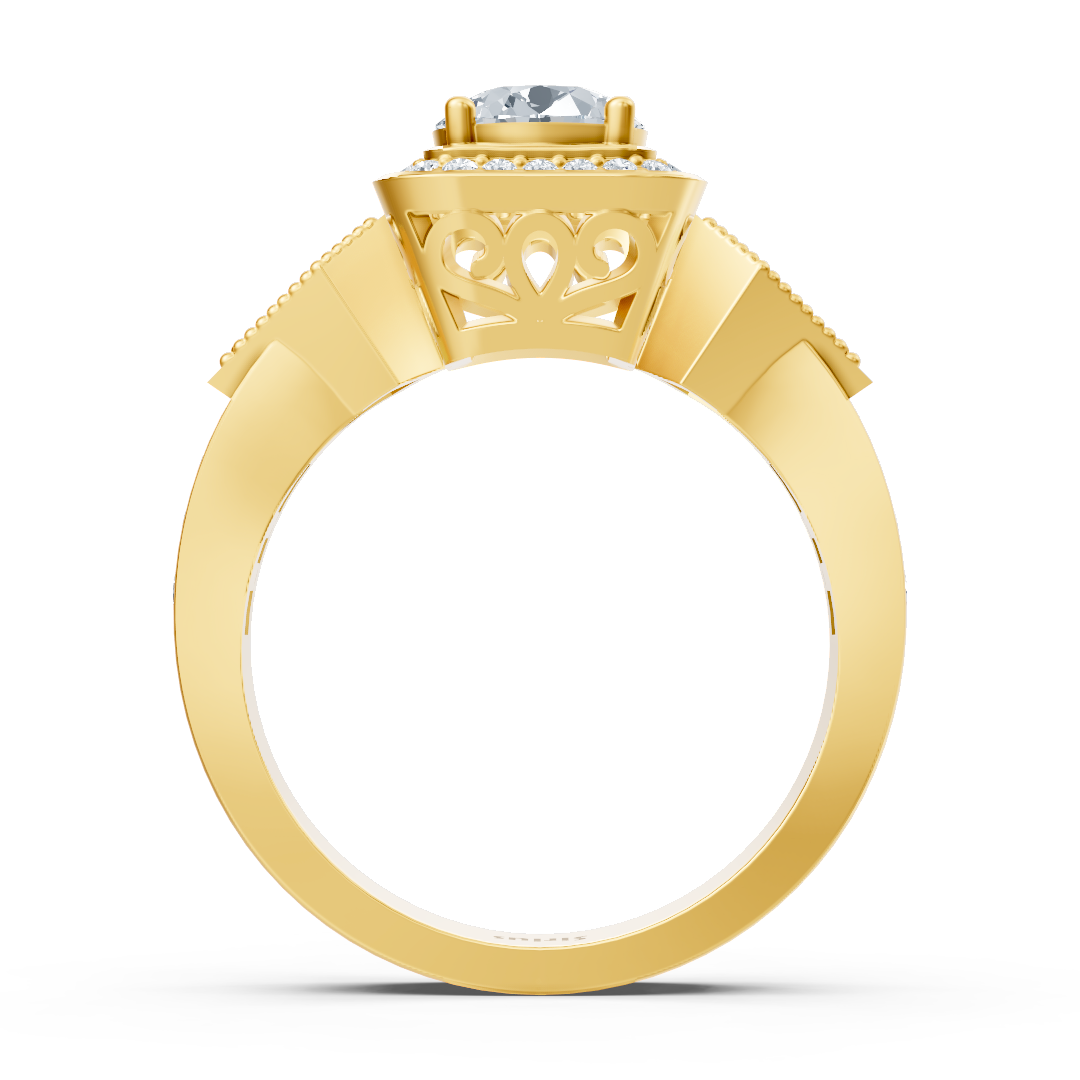 Stilvoller Gelbgoldring mit Diamant und architektonischem Design - hochwertiger Schmuck von Rosy Lab Diamonds