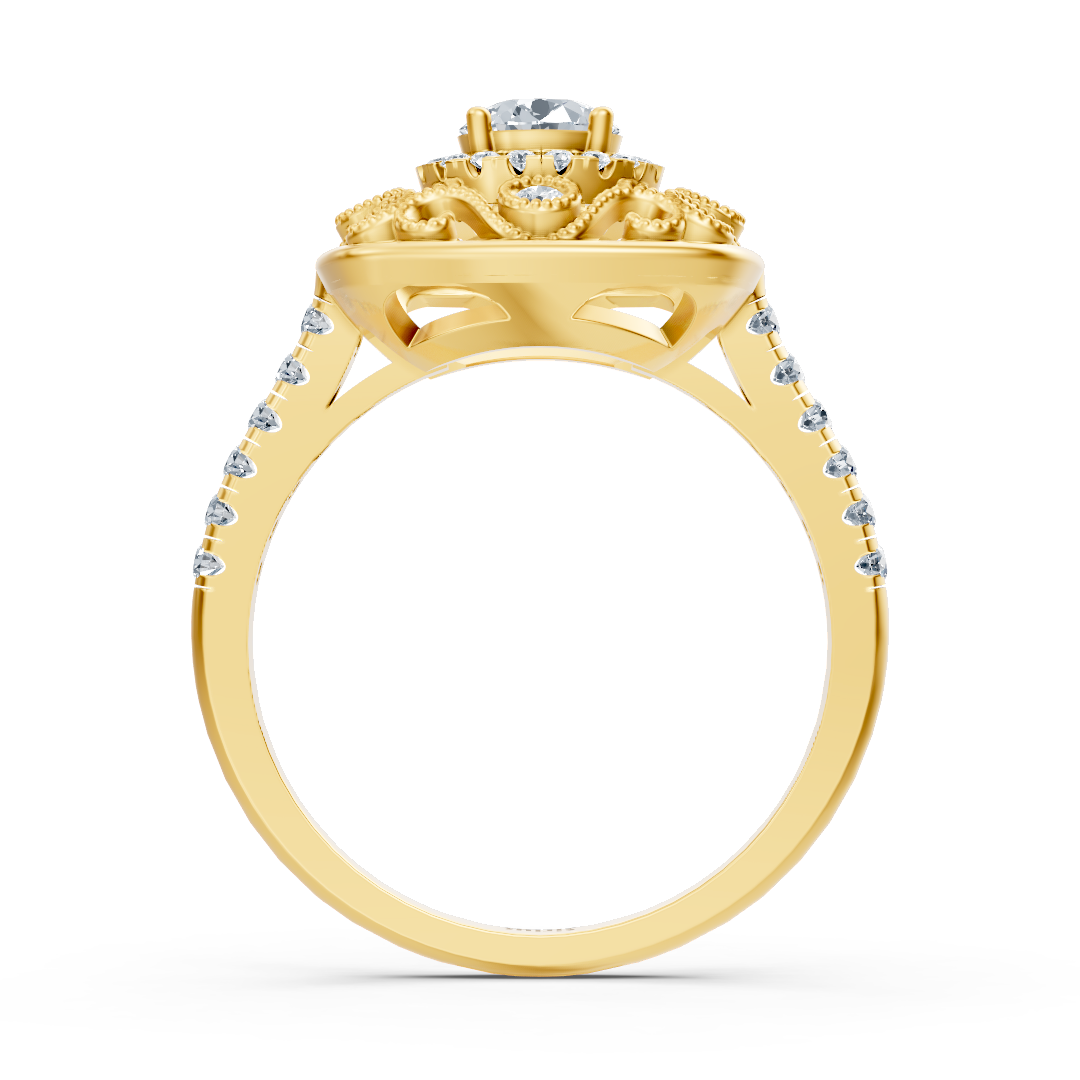 خاتم من ذهب أصفر بتصميم فني وألماس مُصنَّع في المختبر - مجوهرات فاخرة من Rosy Lab Diamonds