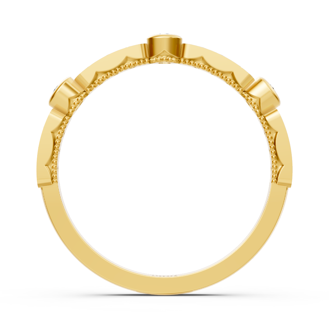 Fine yellow gold ring with geometric diamond setting