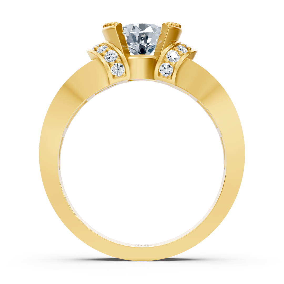Bague en Or Jaune avec topaze blanche et diamants de laboratoire dégradés – Bijoux haut de gamme de Rosy Lab Diamonds