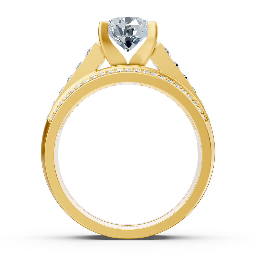 Bague en or jaune avec 1,50 ct de diamants de laboratoire au design intemporel – des Bijoux haut de gamme de Rosy Lab Diamonds