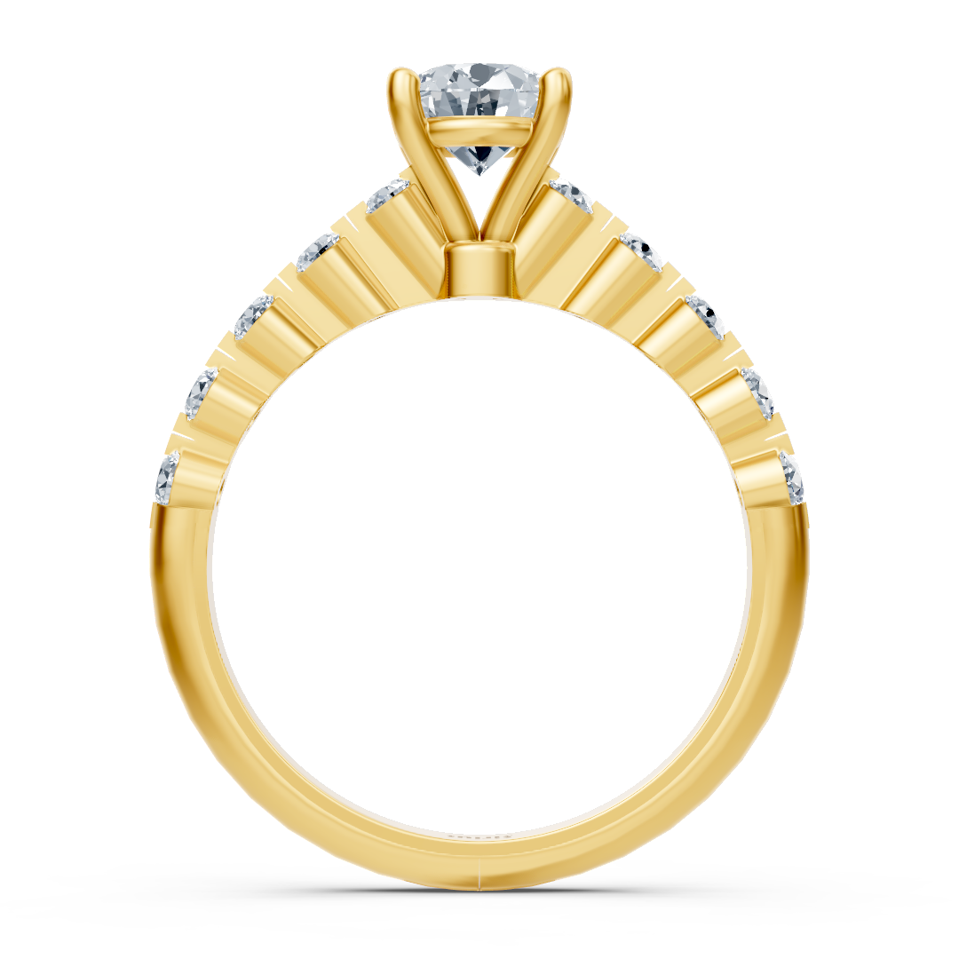 Halbe Eternity & Solitaire Bague Diamant Or Jaune