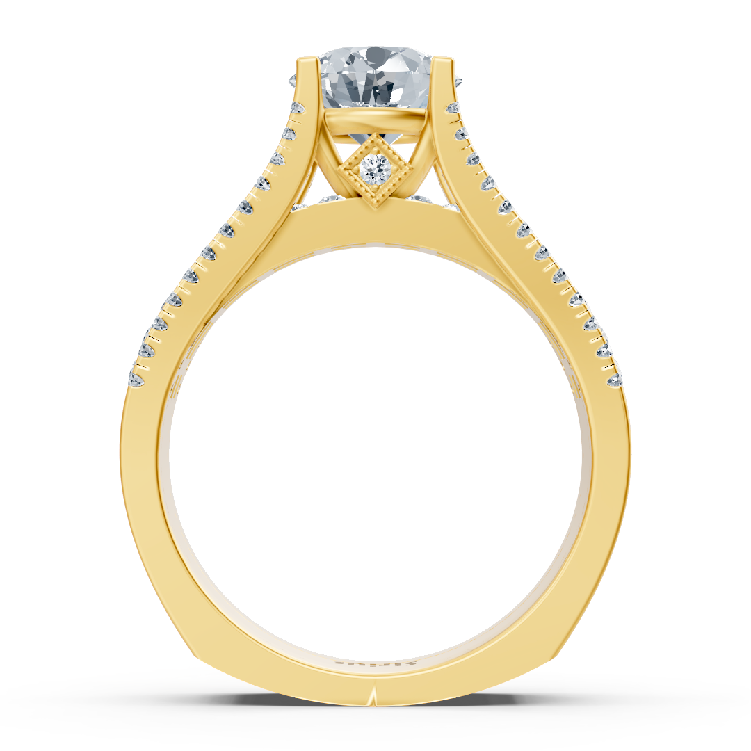 Bague statement avec Diamant et topaze blanche - Or Jaune - Bijoux haut de gamme de Rosy Lab Diamonds