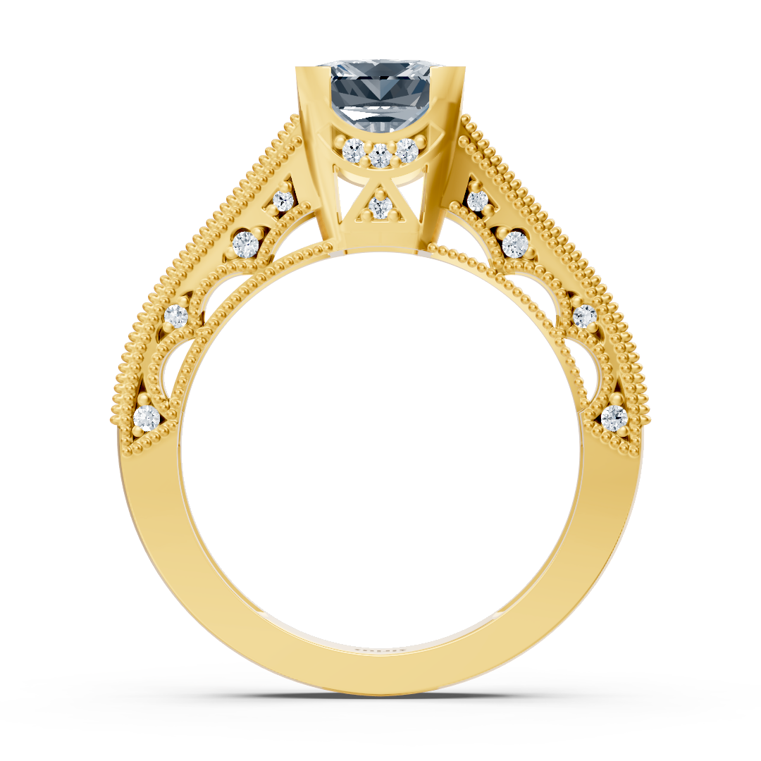 Opulent yellow gold ring with lab-grown diamonds & white Topaz - high-quality Jewelry from Rosy Lab Diamonds