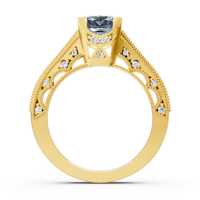 Opulenter Gelbgoldring mit labordiamanten & weißem Topas