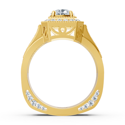 Statement-Herrenring mit labordiamanten in Gelbgold