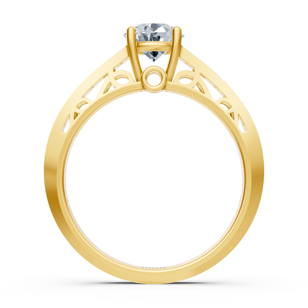Birgie anneau diamant serti canal en or jaune avec taille ronde