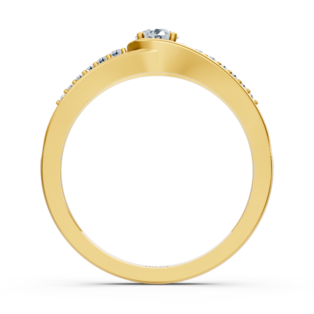 Bague en or jaune avec diamants de laboratoire gradués et solitaire central – bijoux haut de gamme de Rosy Lab Diamonds