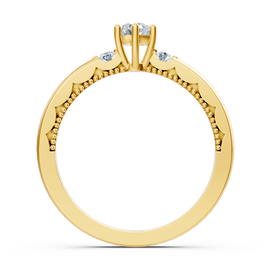 Bague de fiançailles en Or Jaune sertie de trois diamants de laboratoire – Bijoux haut de gamme de Rosy Lab Diamonds
