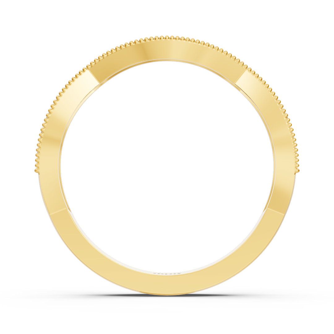 Wavy yellow gold ring with pavé-set lab diamonds