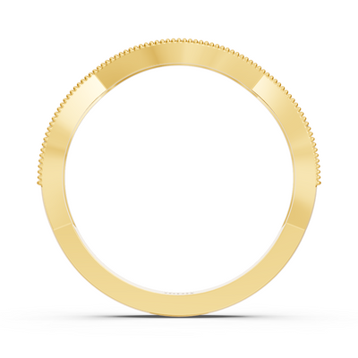 Wavy yellow gold ring with pavé-set lab diamonds
