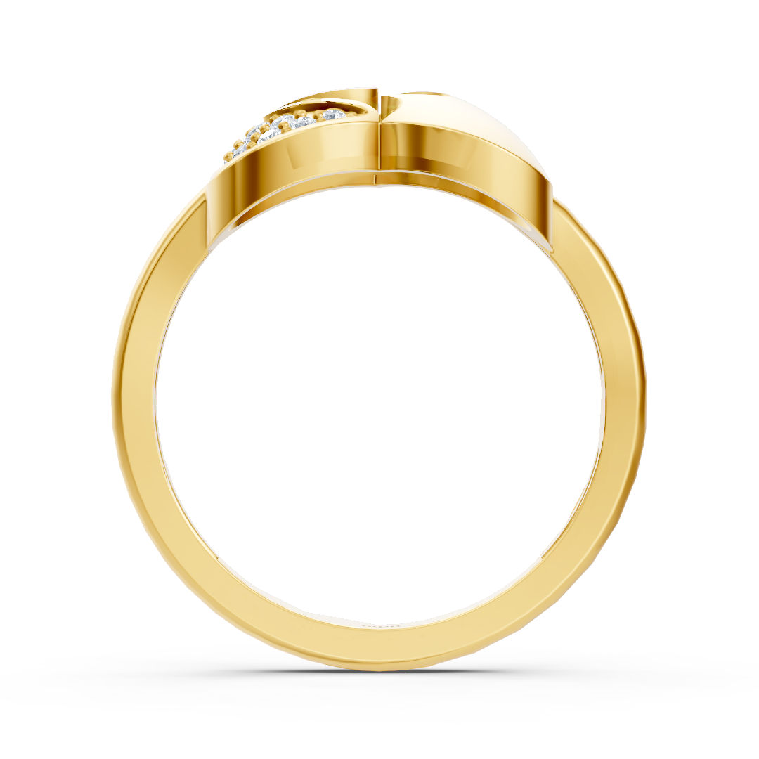 Sculptural Yellow Gold ring with sparkling lab-grown diamonds - high-quality Jewelry from Rosy Lab Diamonds