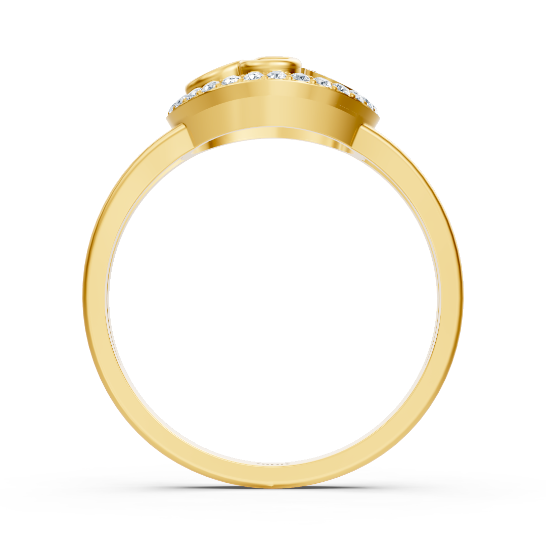 Heart-shaped Yellow Gold ring with sparkling lab-grown diamonds – high-quality Jewelry from Rosy Lab Diamonds