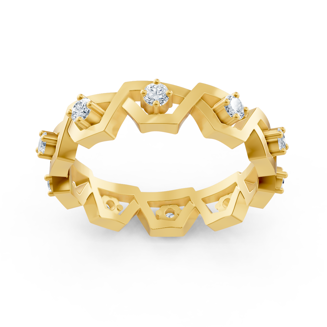 14K yellow gold ring with 35 lab-grown diamonds in a prong setting – high-quality Jewelry from Rosy Lab Diamonds