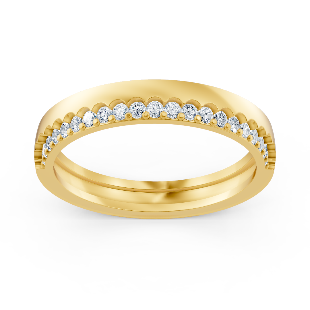 Bague semi-mémoire élégante avec diamants en or jaune 14K