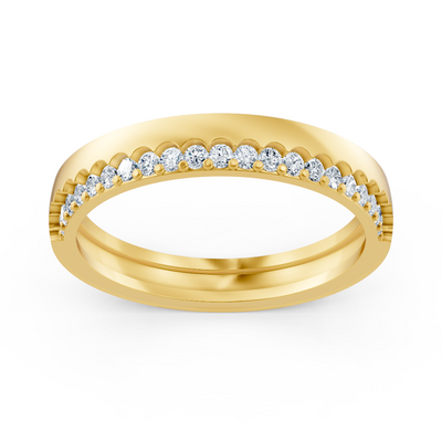 Bague semi-mémoire élégante avec diamants en or jaune 14K
